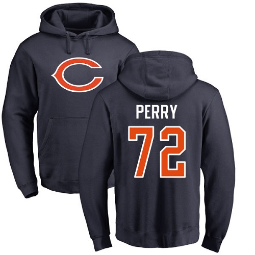Chicago Bears Men Navy Blue William Perry Name and Number Logo NFL Football #72 Pullover Hoodie Sweatshirts->chicago bears->NFL Jersey